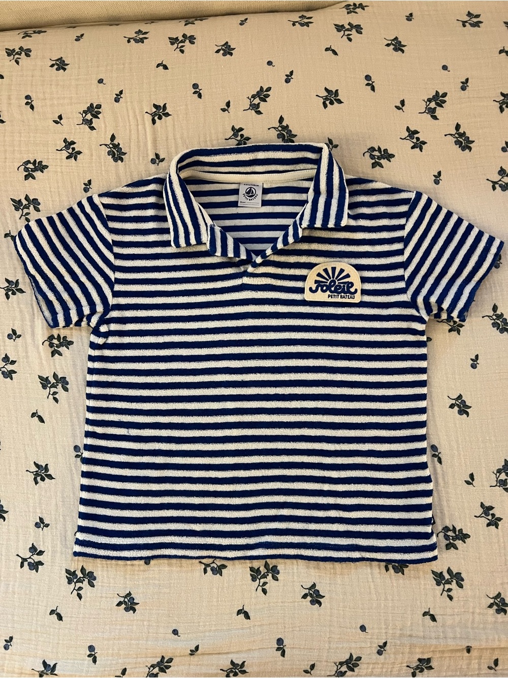 Petit Bateau Striped Terry Short sleeve Shirt - BOYS 5Y